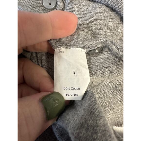 J.Crew Gray Ruffle Front Cardigan Sweater 100% Cotton Size M - Picture 10 of 11